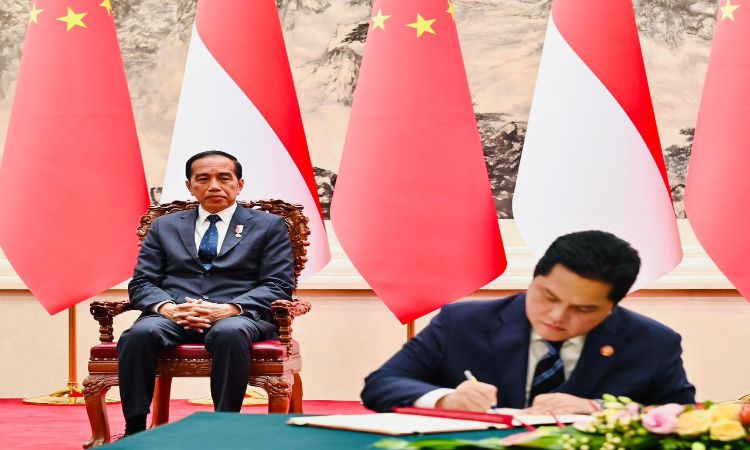 Erick Thohir juga mendampingi Presiden Joko Widodo dalam pertemuan bilateral dengan Presiden RRT Xi Jinping pada, 17 Oktober 2023.