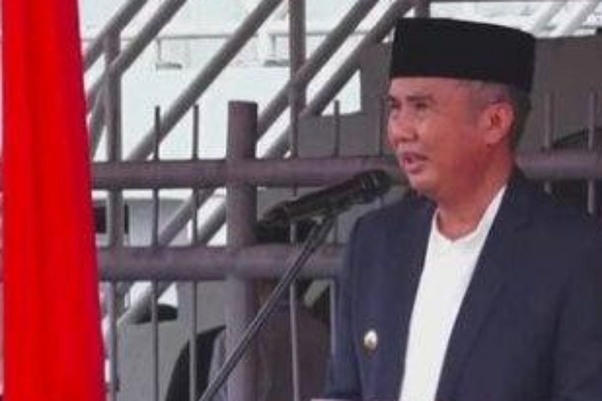 Pj Gubernur Jawa Barat, Bey Triadi Machmudin mengajak doa bersama untuk Palestina dalam sambutannya di acara Hari Santri Nasional 2023 di Kota Tasikmalaya pada Minggu 22 Oktober 2023