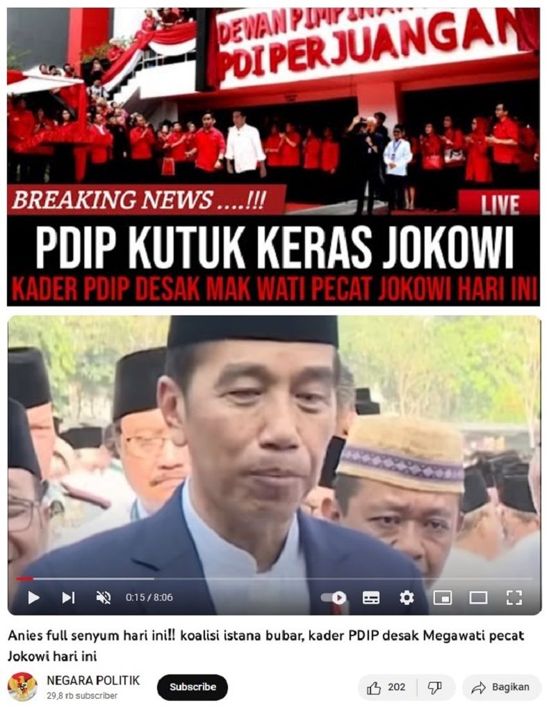 Cek Fakta: Pasca Gibran Cawapres, Beredar Video Kader PDIP Desak Megawati Pecat Jokowi