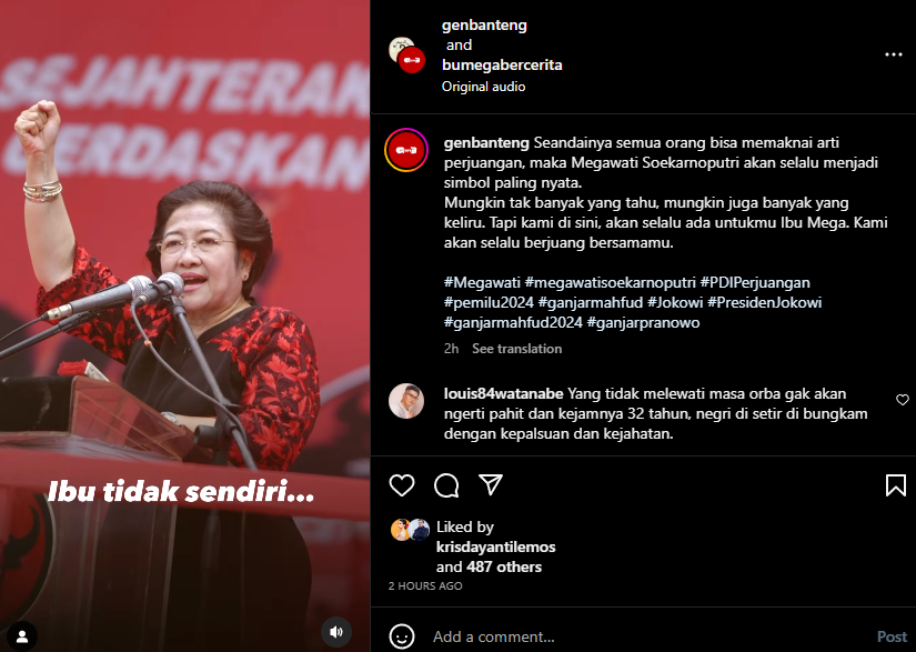 Dukungan kepada Megawati.