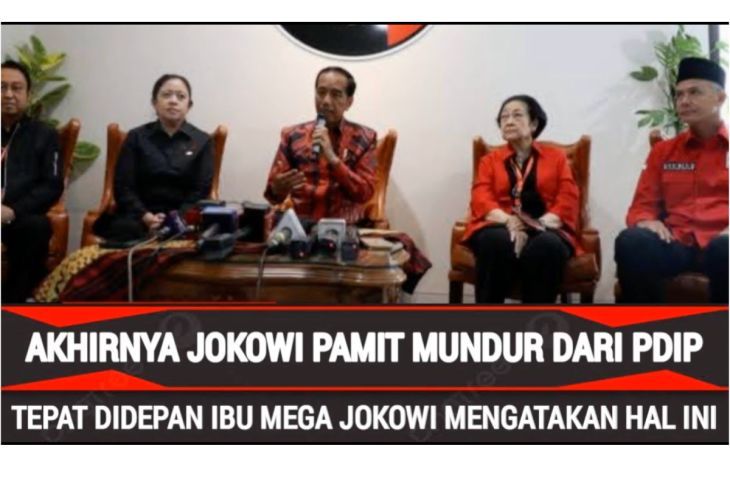 Foto narasi menyebut jika Presiden Jokowi resmi mundur dari PDIP pada tanggal 24 Oktober 2023.