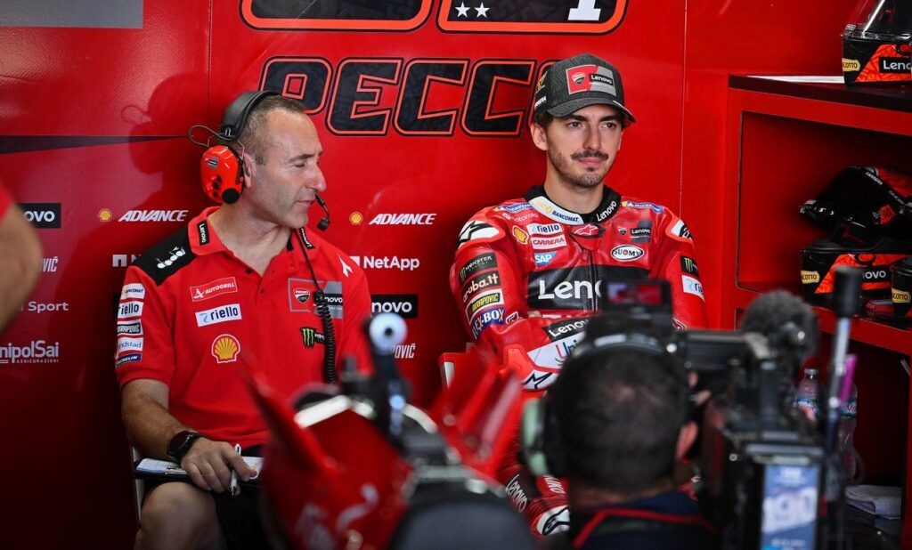 Pembalap Lenovo Ducati, Francesco Bagnaia usai jalani sesi kualifikasi MotoGP Thailand 2023.