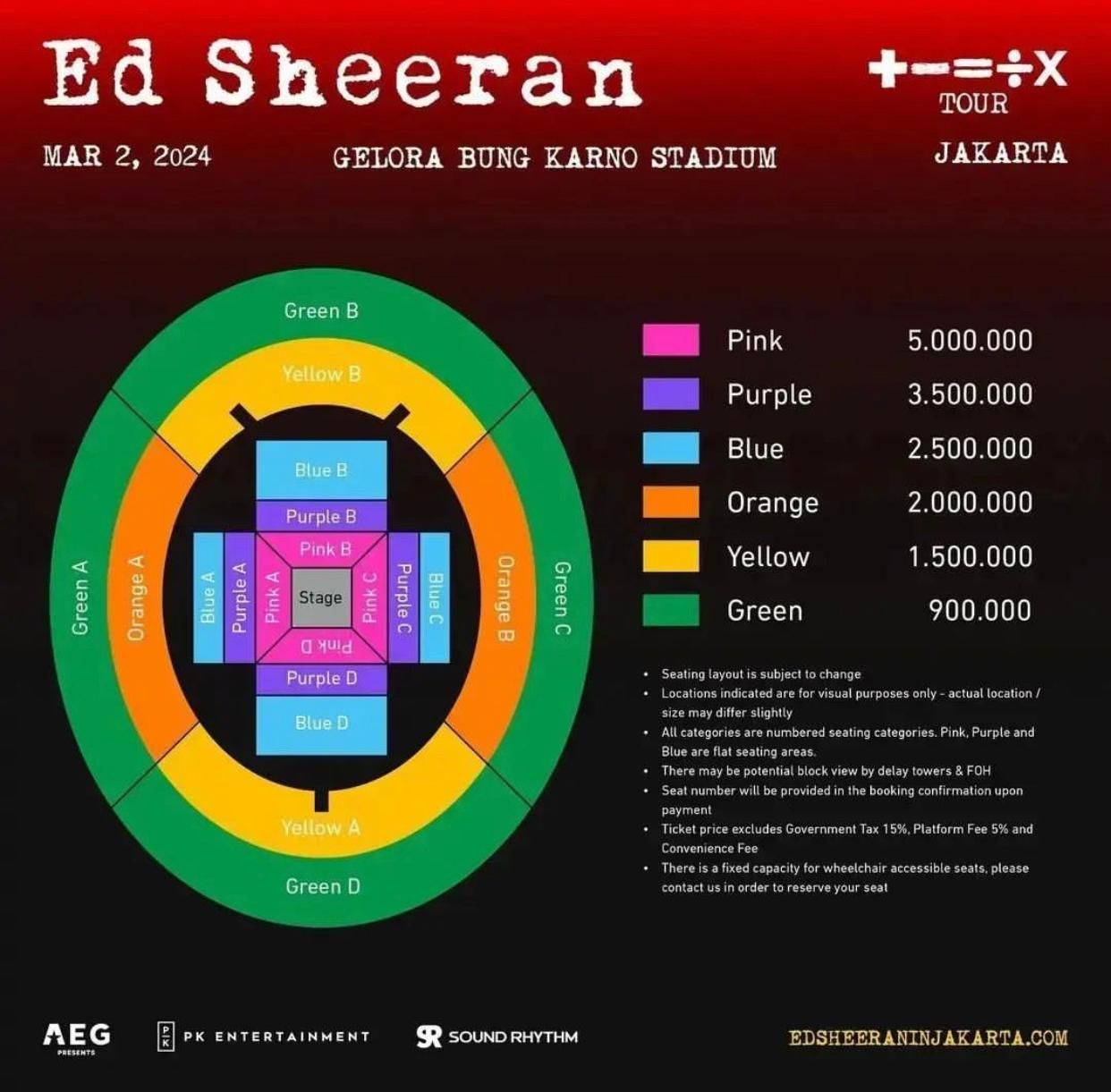 Ilustrasi Harga dan Podium Tiket Konser Ed Sheeran Jakarta 2024
