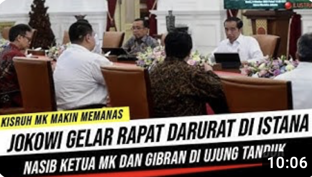 Thumbnail video yang menyebut Jokowi gelar rapat darurat di Istana
