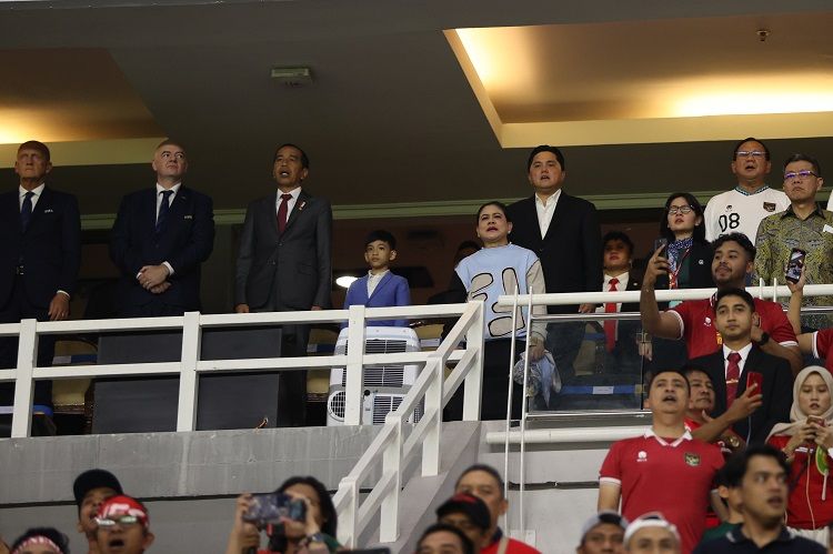Presiden Indonesia Joko Widodo, Presiden FIFA Gianni Infantino, serta Ketua Umum PSSI Erick Thohir saat upara pembukaan Piala Dunia U17 2023.*/PSSI
