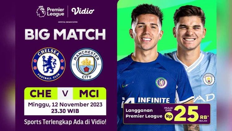 Link live streaming Chelsea vs Manchester City di Liga Inggris malam ini, Minggu 12 November 2023.
