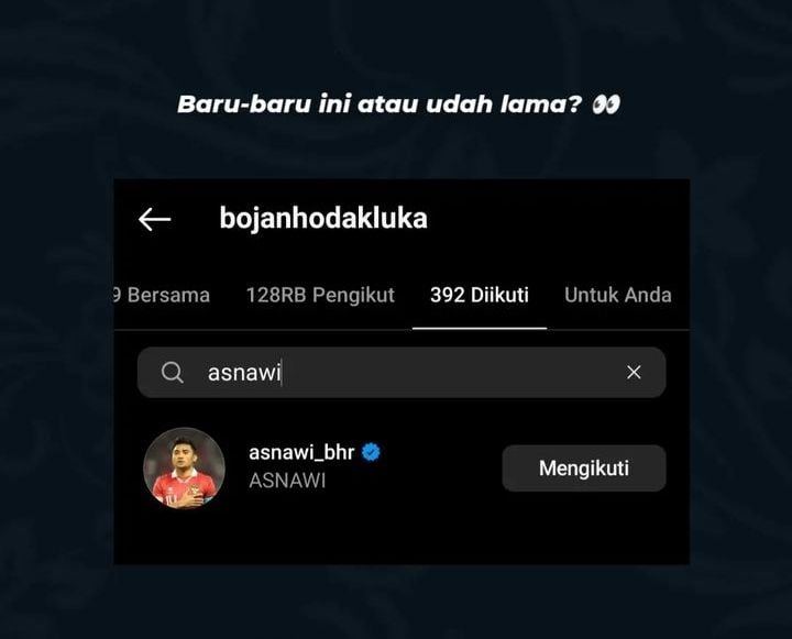 Asnawi Mangkualam follow pelatih Persib Bandung, Bojan Hodak.