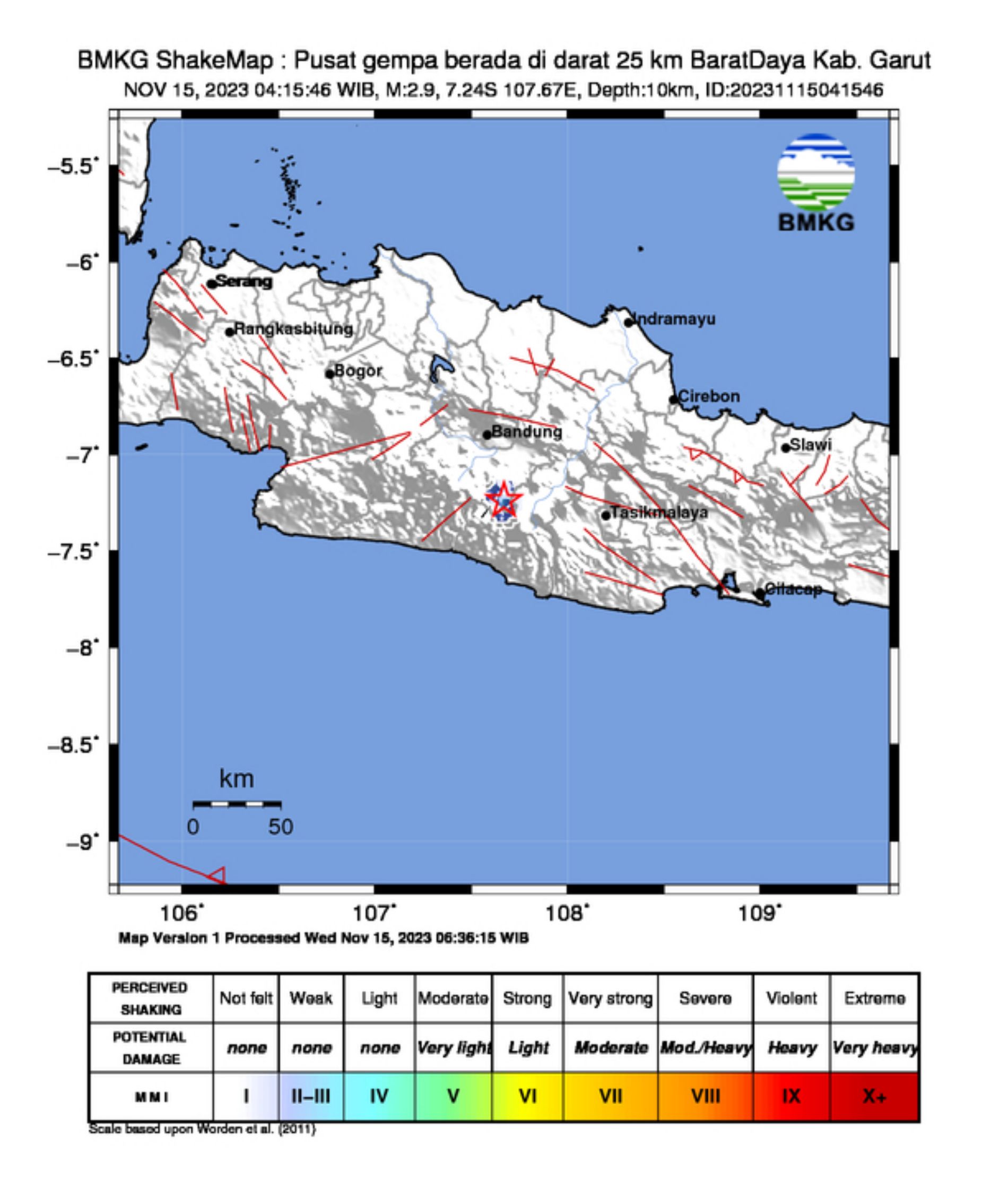 Gempa bumi di Kabupaten Garut Jawa Barat dirasakan hingga di Cikembang.