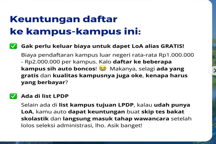 Simak inilah list kampus LPDP luar negeri gratis tanpa biaya pendaftaran, cek daftar kampaus dengan kualitas terbaik disini.