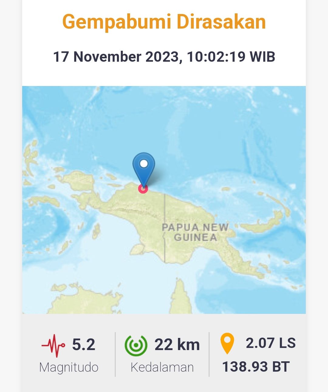 Lokasi gempa bumi di Sarmi, Papua.