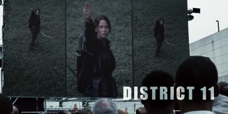 Katnis Everdeen lakukan salut 3 jari di film The Hunger Games.