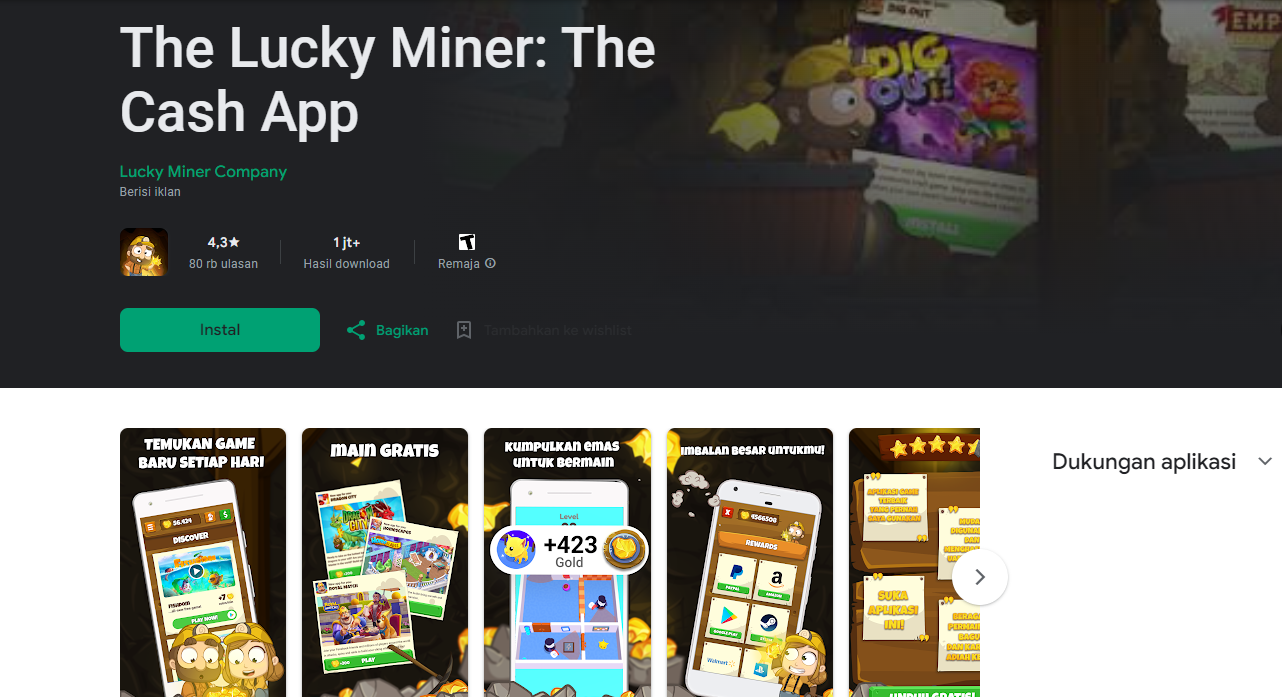 The Lucky Miner, salah satu aplikasi penghasil uang