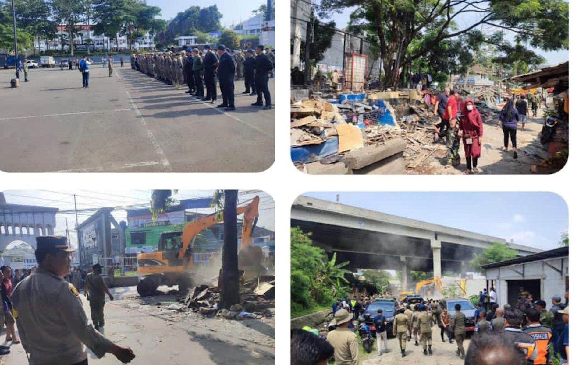 Pembongkaran lapak Pedagang Kaki Lima (PKL) di Ciawi, Kabupaten Bogor, Jawa Barat berakhir ricuh.