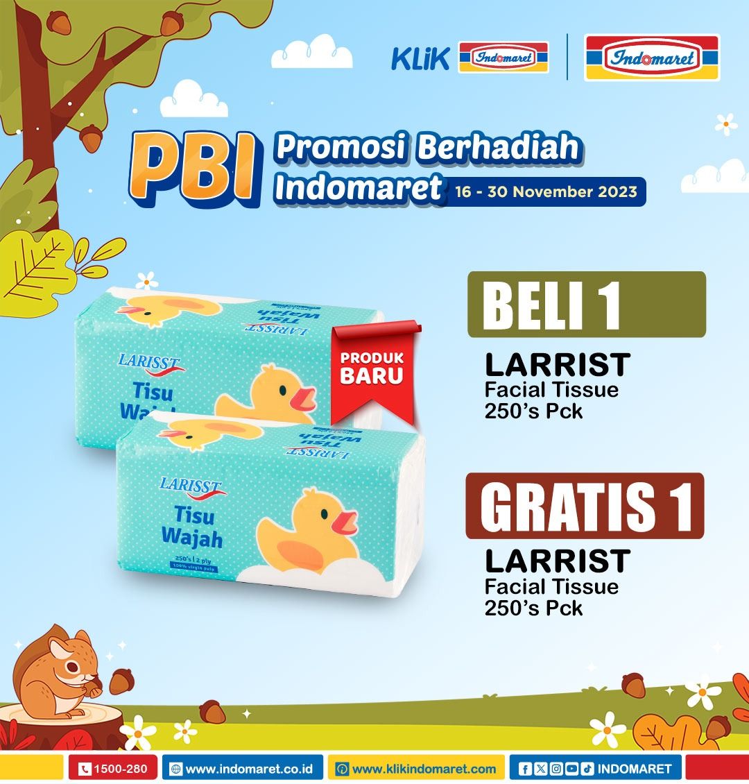 Katalog Promo Indomaret Hari Ini Terbaru 16-30 November 2023 popok bayi Larrist beli 1 gratis 1