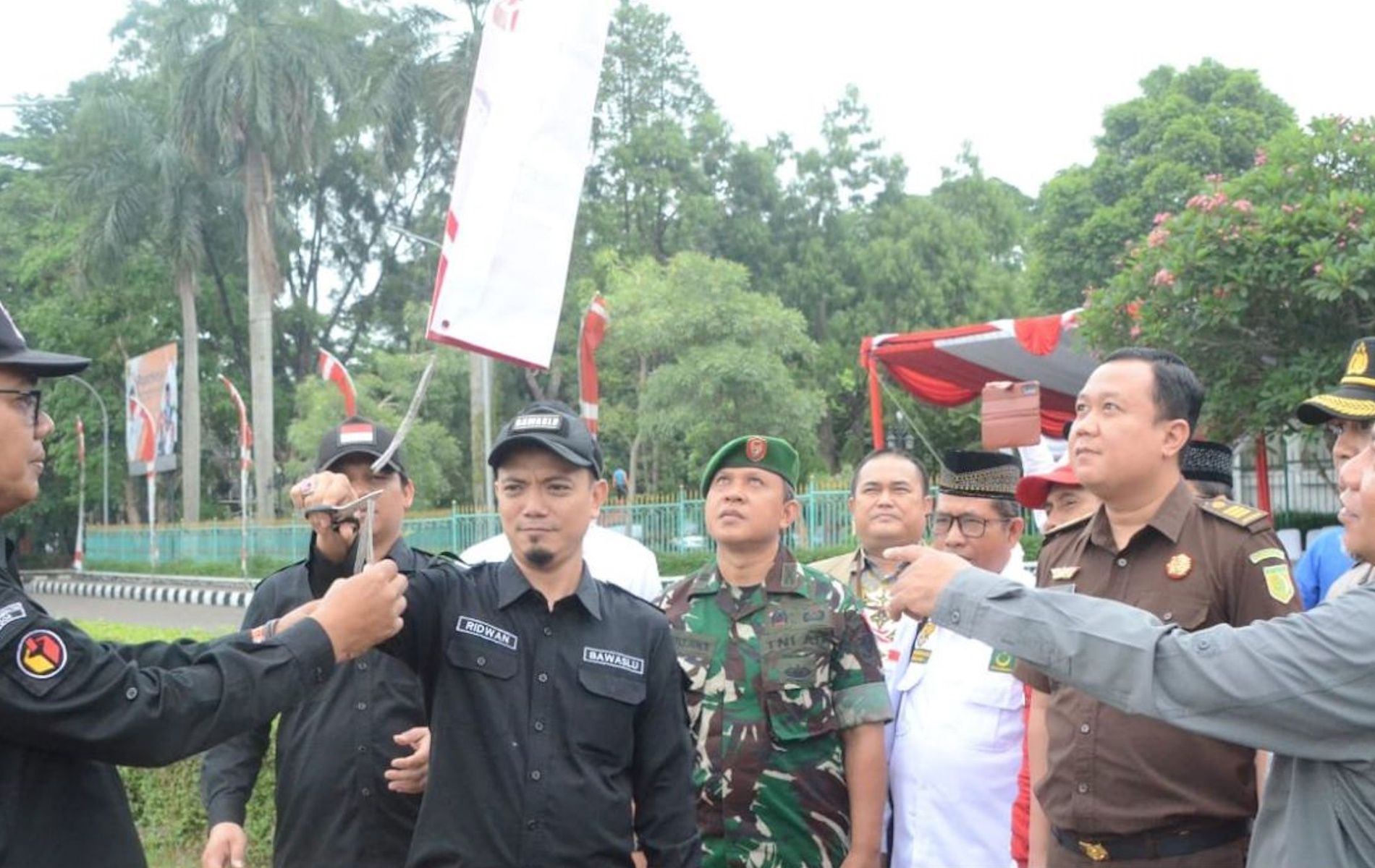 Apel Siaga Pemilu di Lapangan Tegar Beriman, Cibinong, Kabupaten Bogor, Jawa Barat, Senin (27/11/2023).
