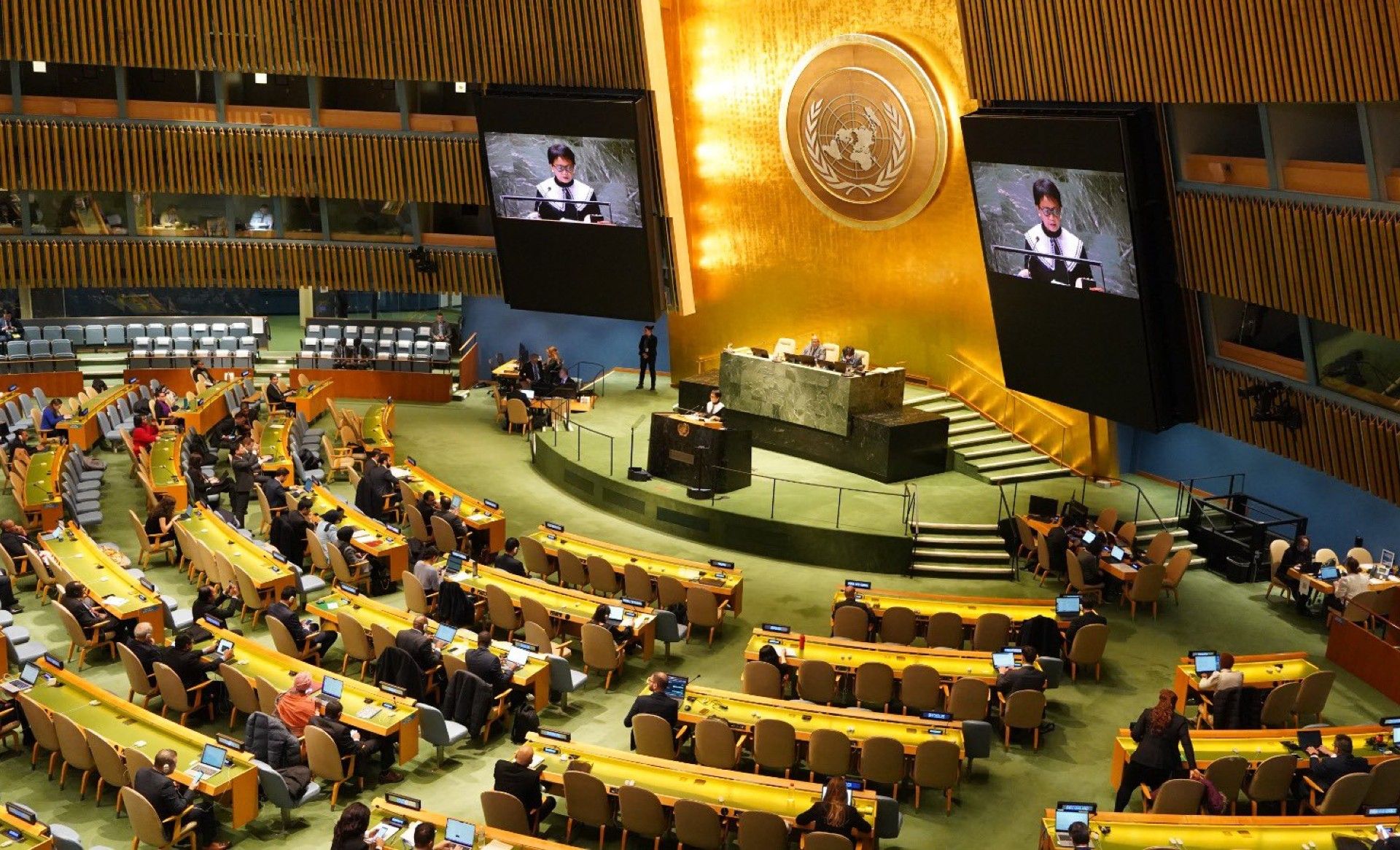 Menlu Retno Marsudi dalam Sidang Majelis Umum PBB, di New York, Amerika Serikat, Selasa, 28 November 2023.