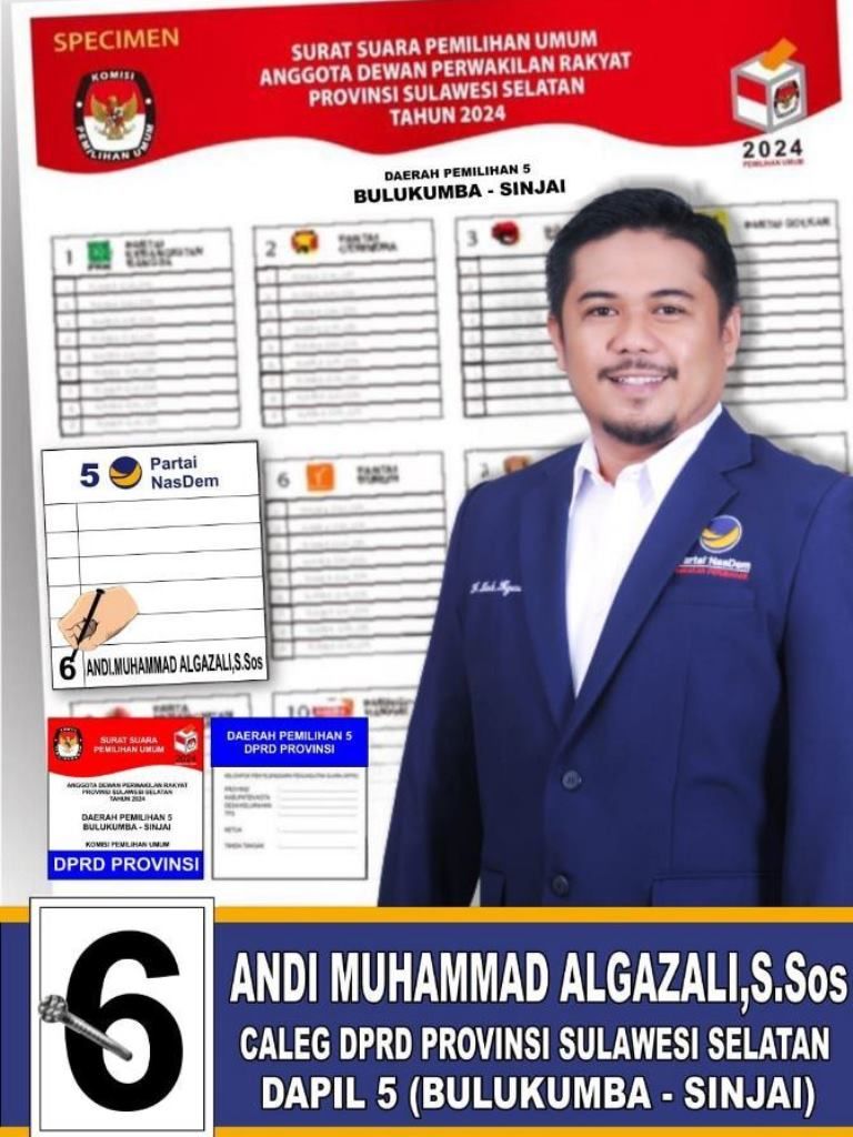 Caleg DPRD Provinsi Sulawesi Selatan, Andi Muhammad Al Gazali, S.Sos dari Partai NasDem//WartaBulukumba.Com