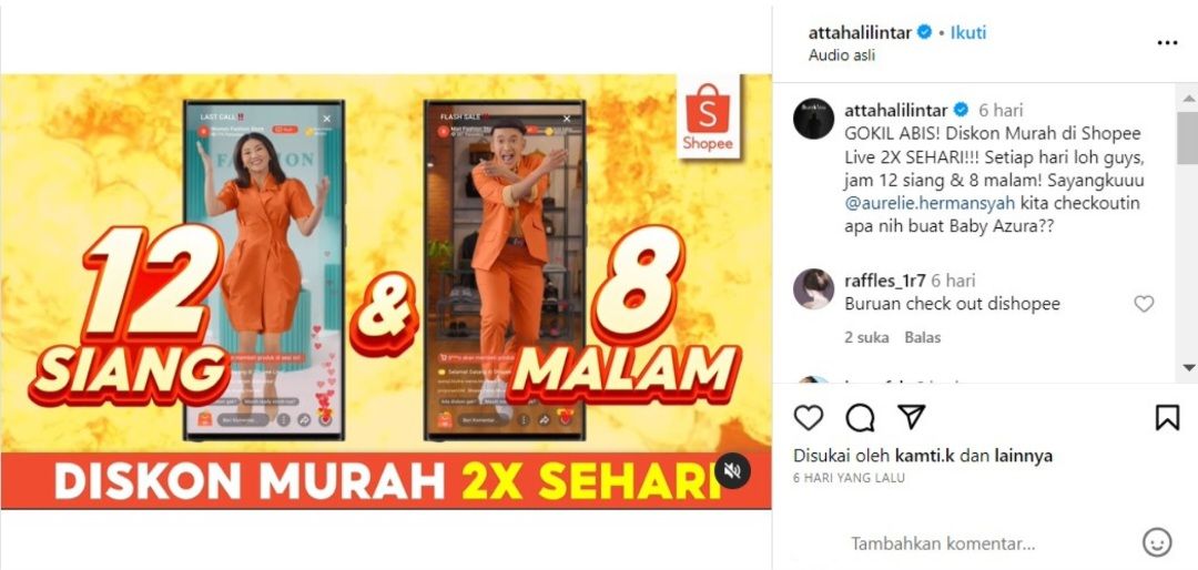 Atta Halilintar Juga Ikut Berkomentar di Instagram Pribadinya