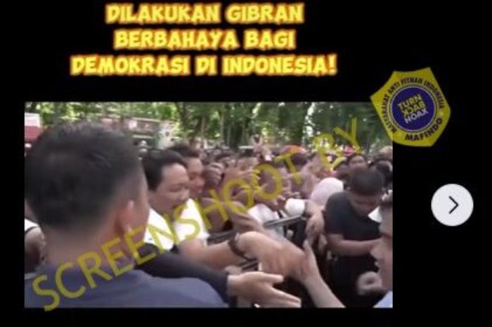 Tangkap layar video terkait cawapres Gibran Rakabuming Raka bagi-bagi uang di Kota Makassar.//
