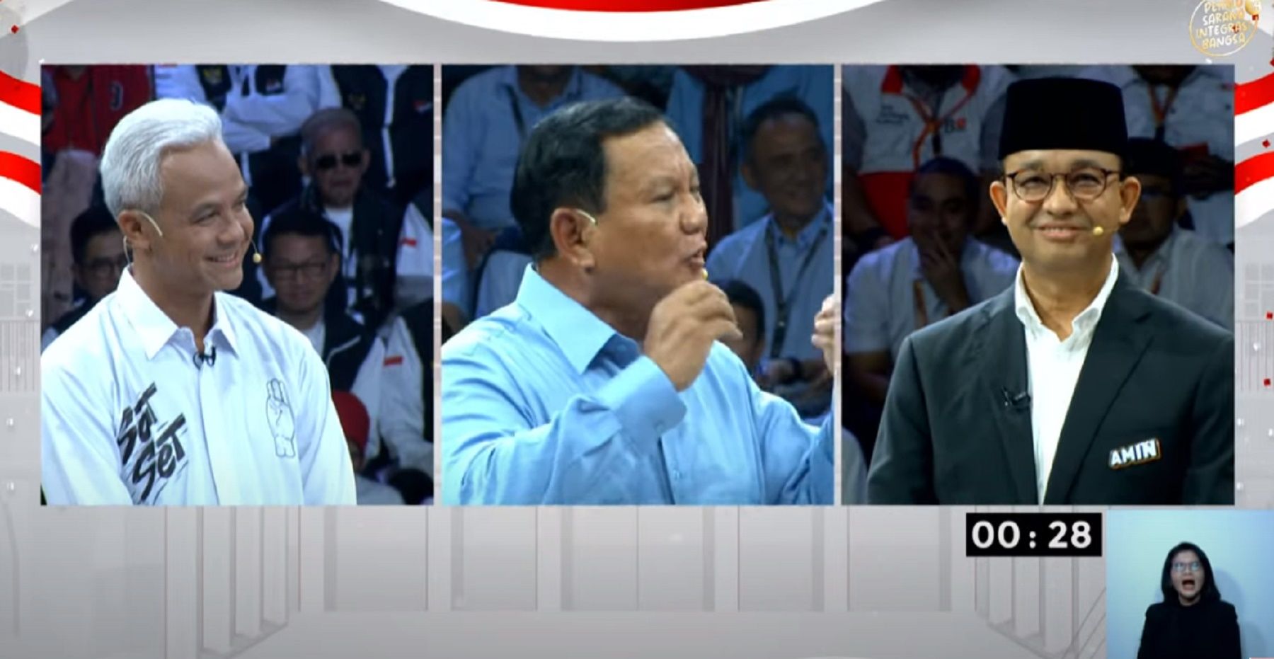 Debat Calon Presiden 2024 Ganjar Pranowo, Prabowo Subianto, Anies BaswedanSelasa malam 12 Desember 2023
