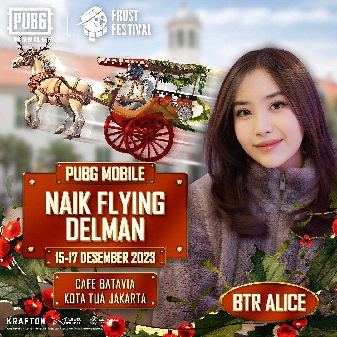 Maureen Gabriella atau BTR Alice ikut meramaikan event PUBG Mobile Indonesia di Kota Tua, Jakarta.