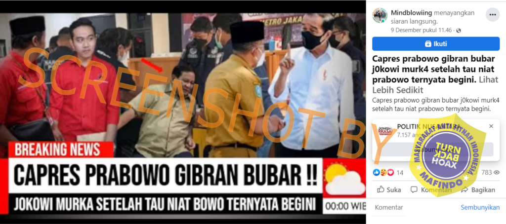Cek fakta Jokowi bubarkan Prabowo-Gibran.