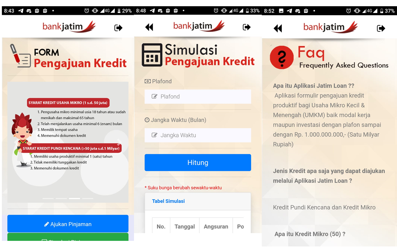 Aplikasi kredit Bank Jatim