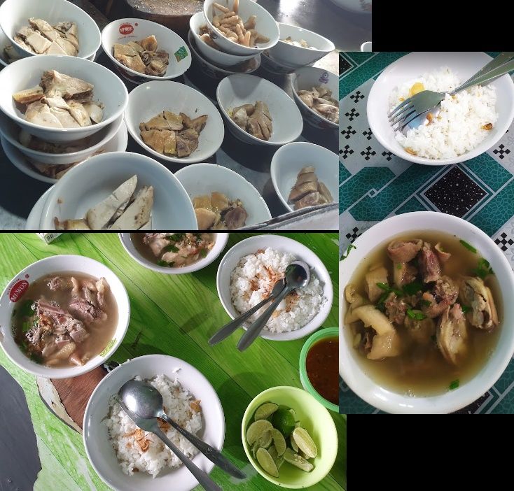 Sop Ayam Pak Min Klaten, salah satu tempat makan enak di dekat Bandara Adi Sumarmo Solo, Lokasinya Jalan Adi Sucipto No 71, Paulan Kulon, Paulan (foto kolase)