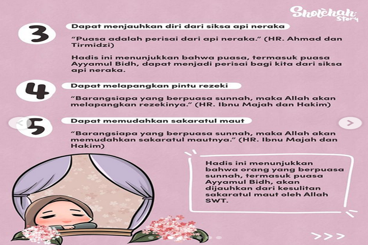 Puasa sunnah Ayyamul Bidh adalah puasa yang dilakukan pada tanggal 13, 14, dan 15 setiap bulan Hijriyah. Puasa ini memiliki keutamaan tersendiri dalam Islam dan dianjurkan oleh Rasulullah SAW. Selain itu, puasa Ayyamul Bidh juga memiliki keutamaan seperti laksana puasa sepanjang masa, mengikuti kebi