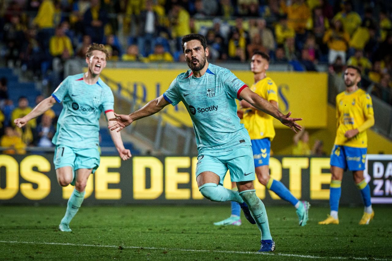 Eksekusi penalti Ilkay Gundogan menangkan Barcelona dari Las Palmas dengan skor 1-2.