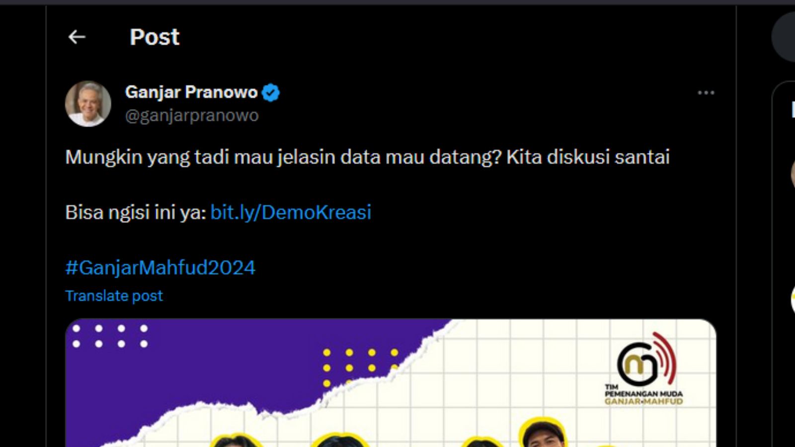 Sentilan Ganjar Pranowo ke Prabowo Subianto.