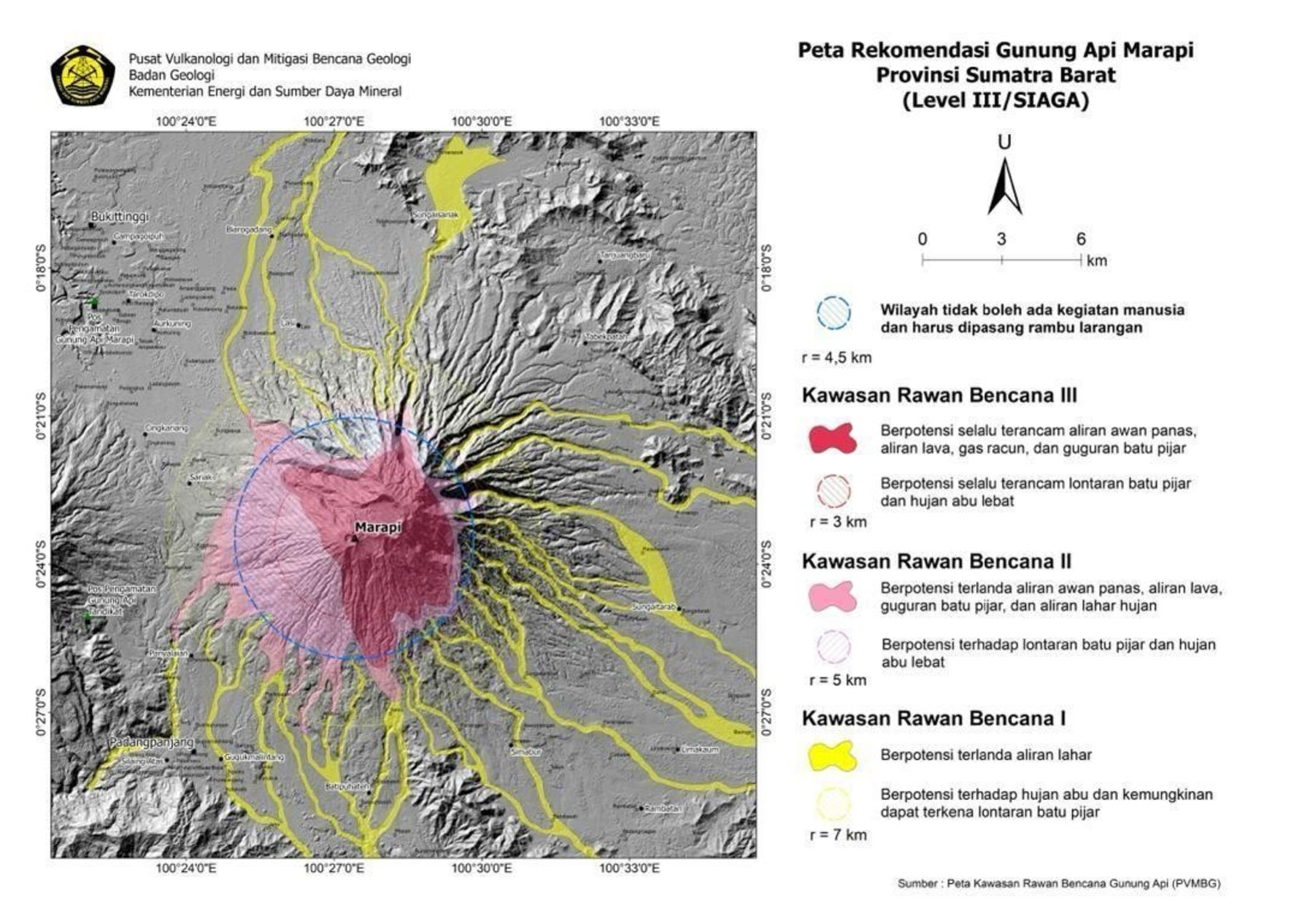 Peta Rekomendasi Gunung Marapi Sumbar
