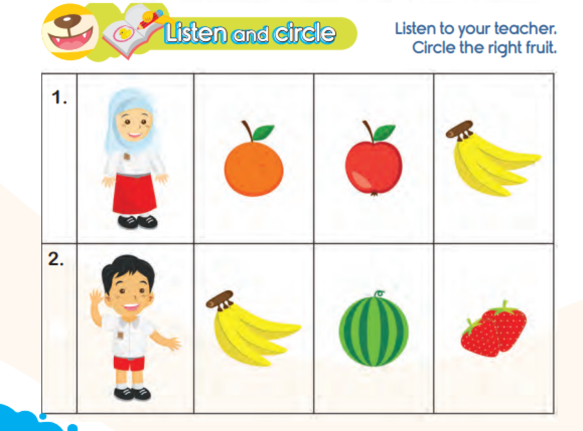 Listen and Circle Kunci Jawaban Bahasa Inggris Kelas 1 SD Unit 13 Halaman 122-123: I Like Fruits, Kurikulum Merdeka