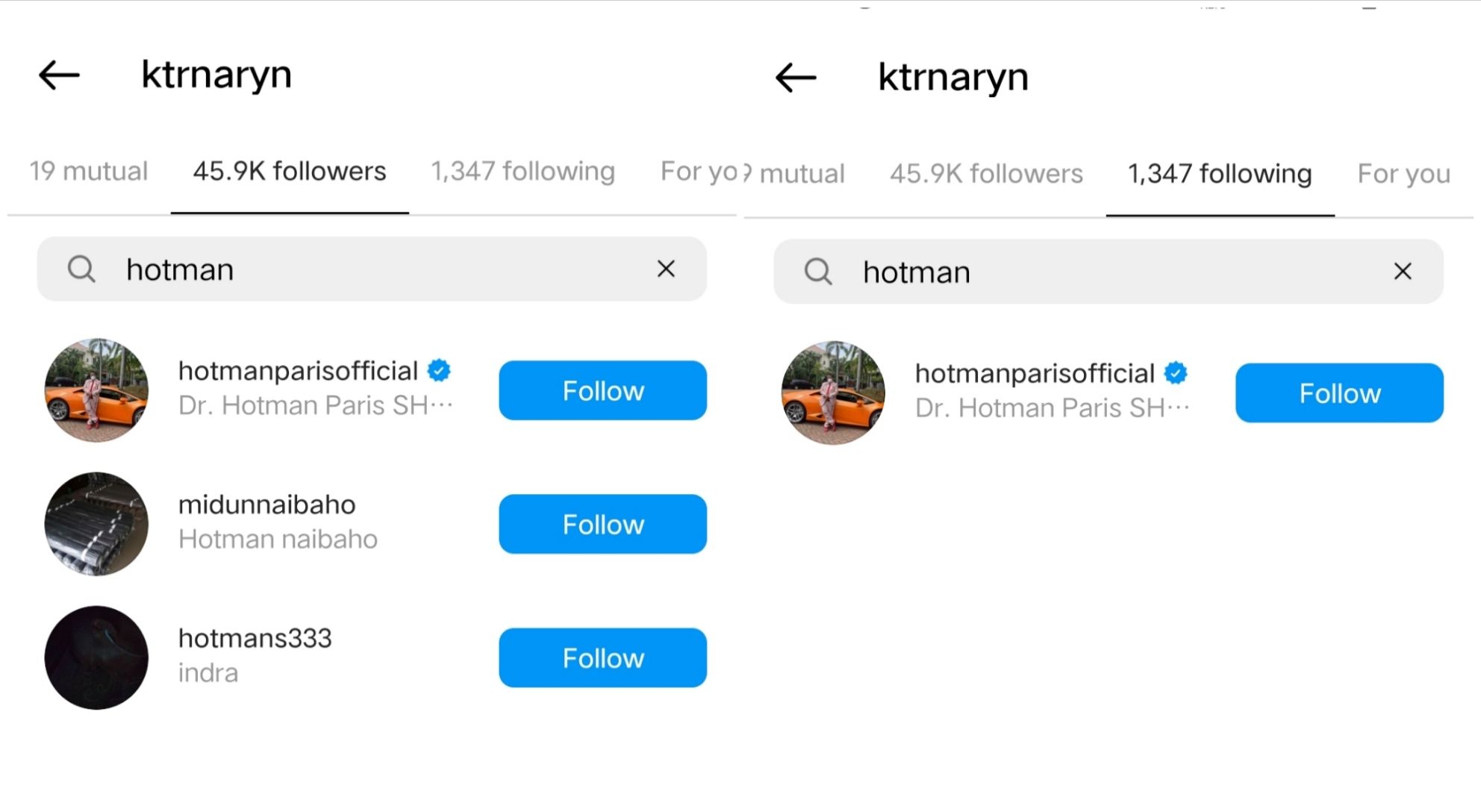 KA dan Hotman Paris saling follow di Instagram.