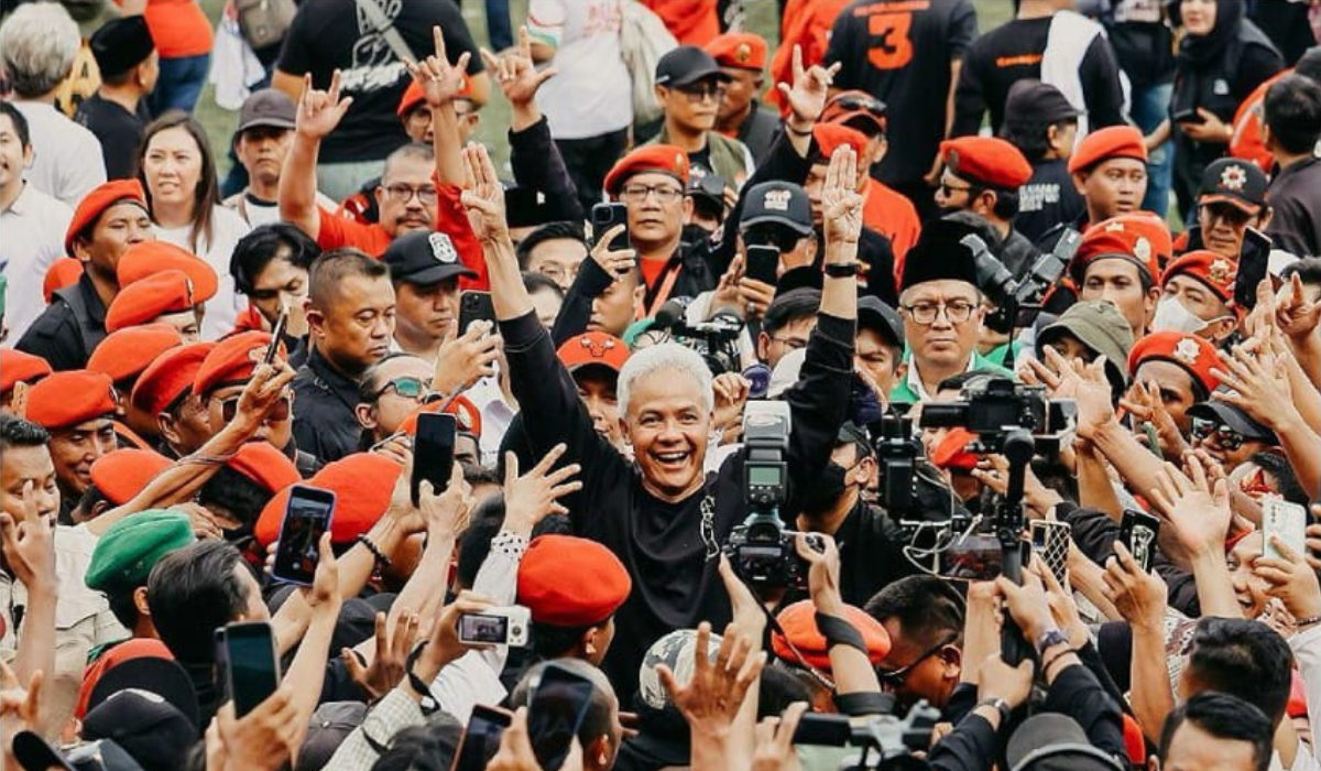 Calon Presiden (Capres) nomor urut 3, Ganjar Pranowo, menggelar kampanye di Kota Bandung, Minggu 21 Januari 2024.