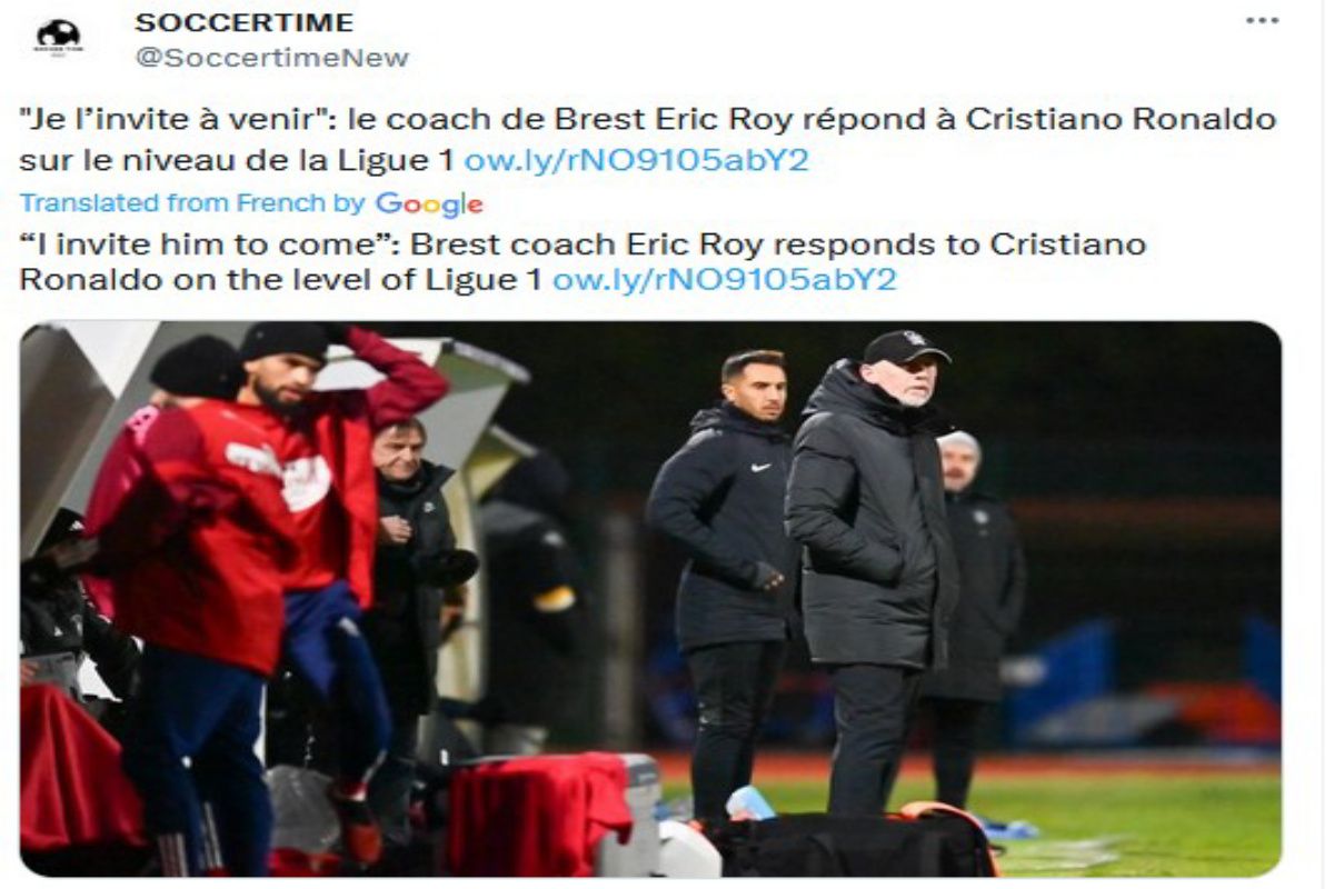 Postingan twitter Media luar respon Eric Roy / twitter/@SoccertimeNew