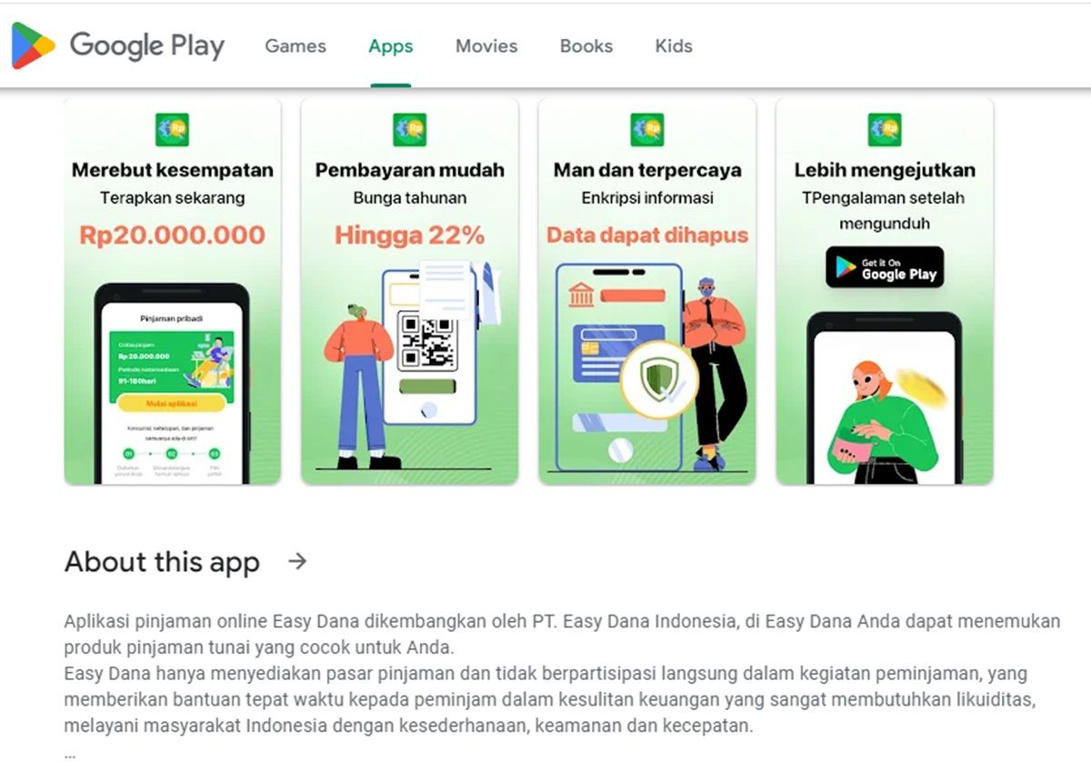 Aplikasi pinjol Easy Dana di Google Play Store