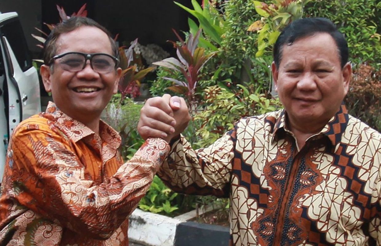 Mahfud MD dan Prabowo Subianto.