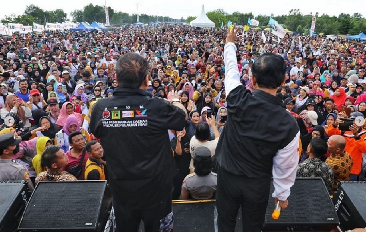 Mahfud MD, cawapres nomor urut 3 kampanye di hadapan ribuan warga Karimun, Provinsi Kepulauan Riau (Kepri).