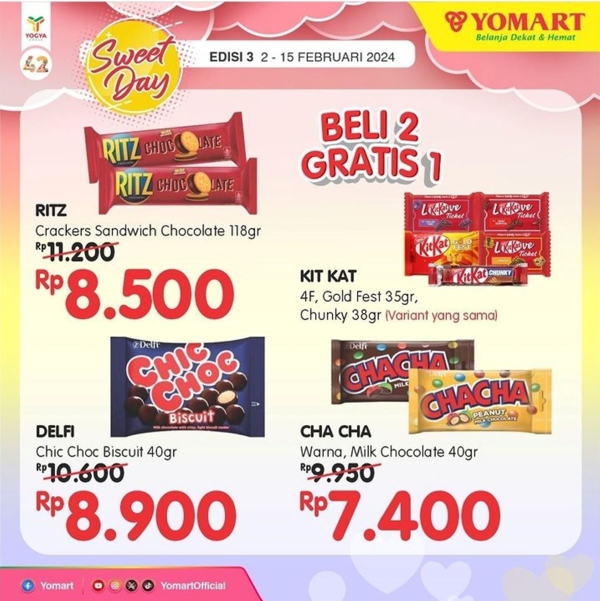 PROMO Yomart: Sweet Day. Ada harga spesial beberapa produk cokelat./instagram @yomartofficial 
