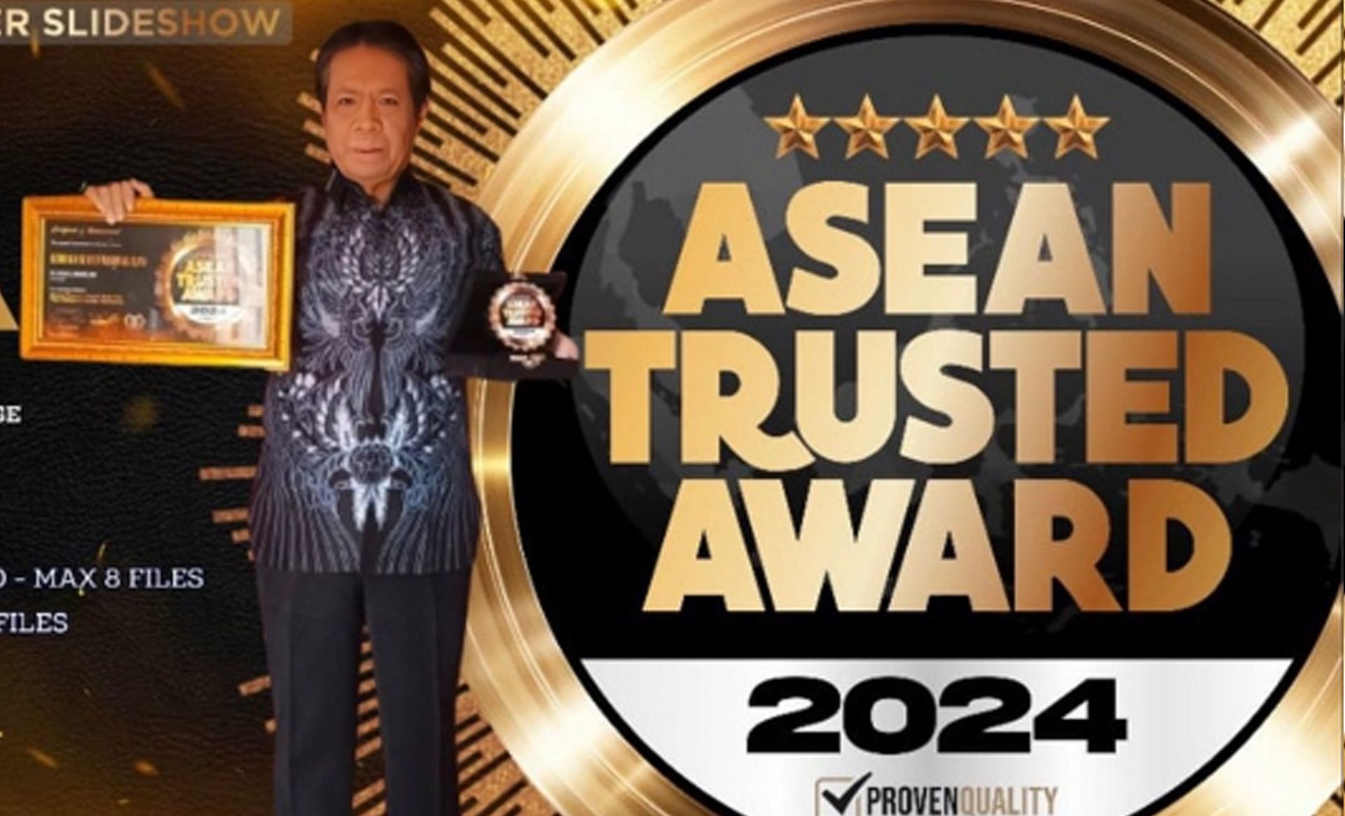 Founder LSN Dr. Umar S. Bakry saat menerima penghargaan Asean Trusted Award 2024 a