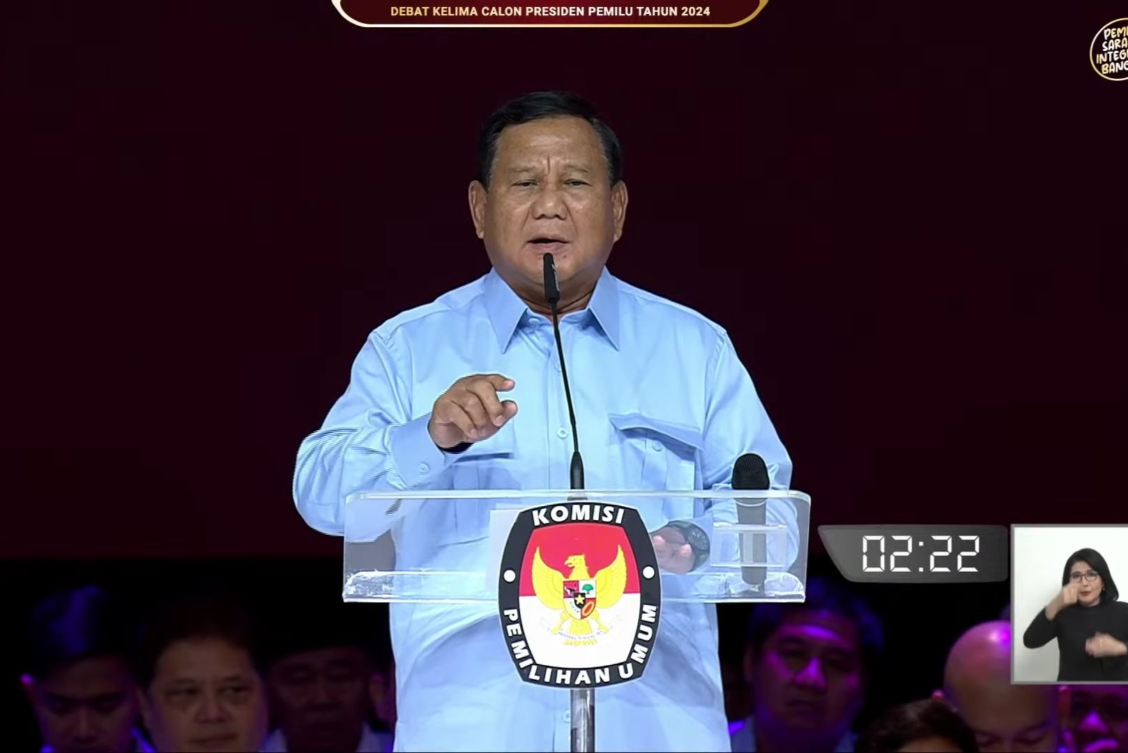 Capres nomor urut 2 Prabowo Subianto dalam agenda debat pamungkas Pemilu 2024