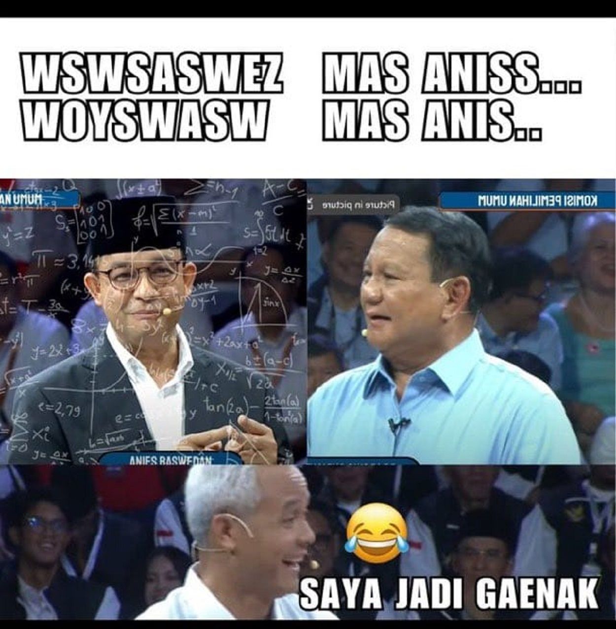 Meme Debat Capres Viral di Twitter, TikTok, dan FB prabowo, Anies dan Ganjar