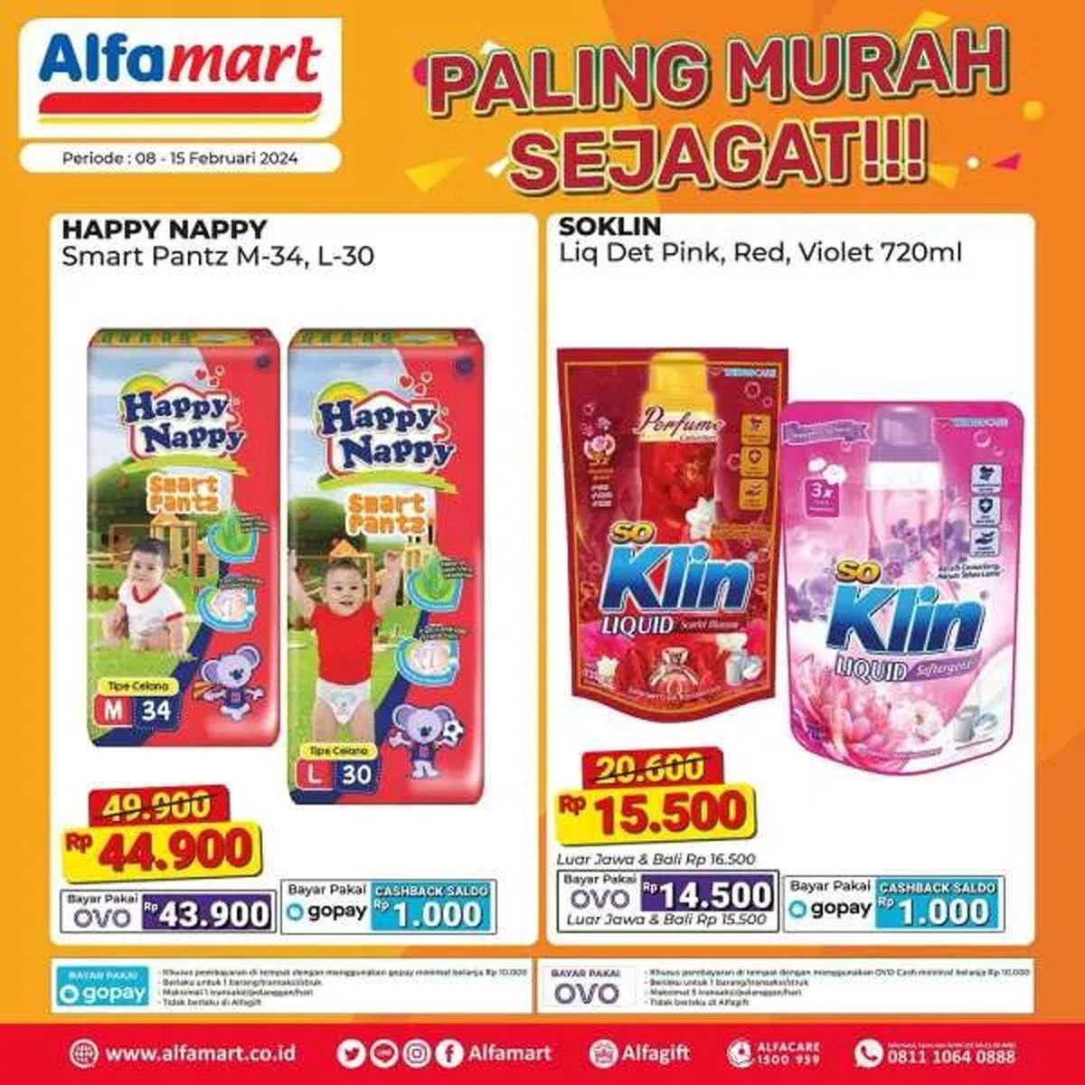  Katalog 7 produk yang dijual dalam program promo Alfamart Paling Murah Sejagat periode 8 - 15 Februari 2024./Instagram Alfamart.