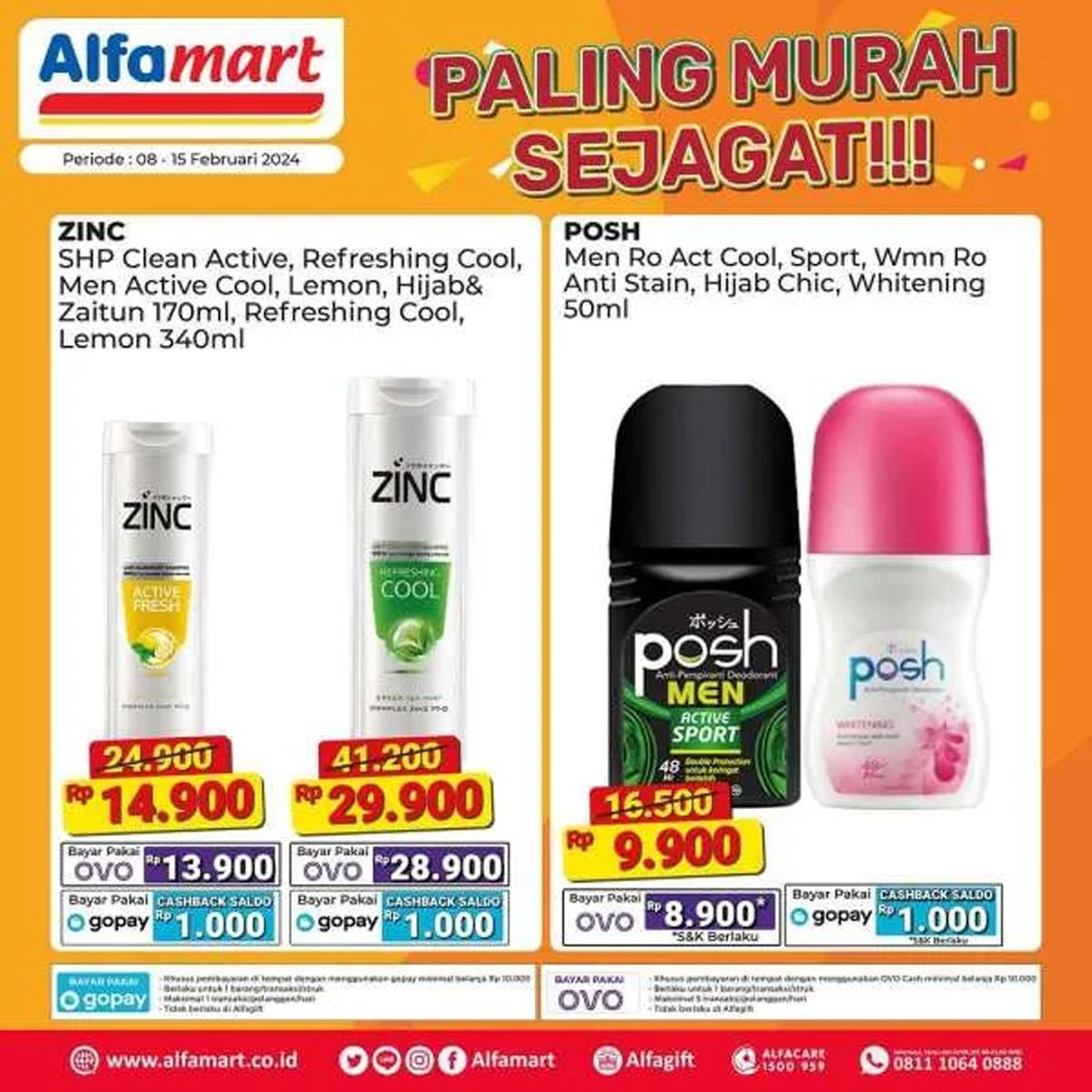  Katalog 6 produk yang dijual dalam program promo Alfamart Paling Murah Sejagat periode 8 - 15 Februari 2024./Instagram Alfamart.