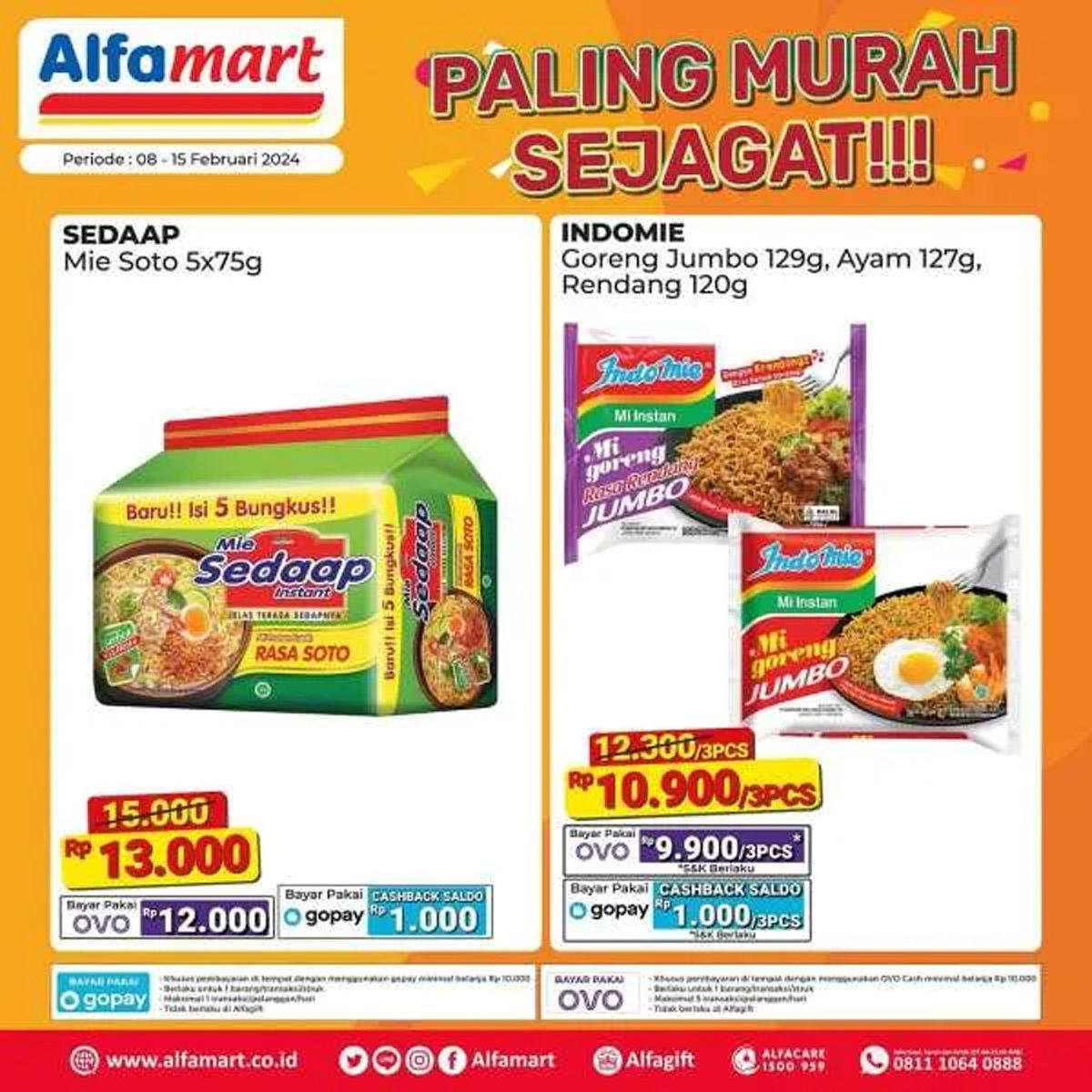  Katalog 4 produk yang dijual dalam program promo Alfamart Paling Murah Sejagat periode 8 - 15 Februari 2024./Instagram Alfamart.