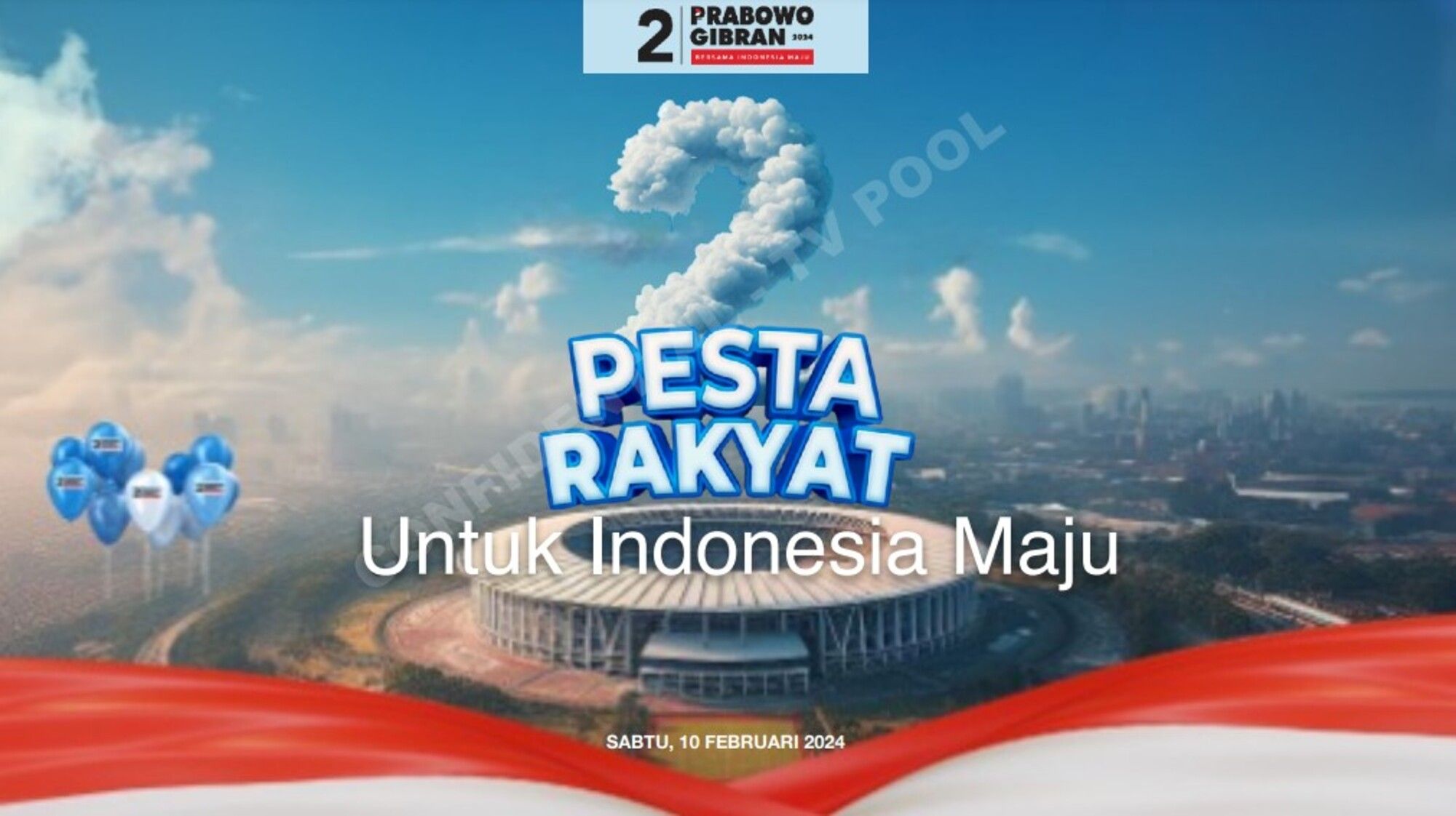 Link live streaming Kampanye Akbar Prabowo-Gibran di Stadion Gelora Bung Karno (GBK) pada Sabtu, 10 Februari 2024