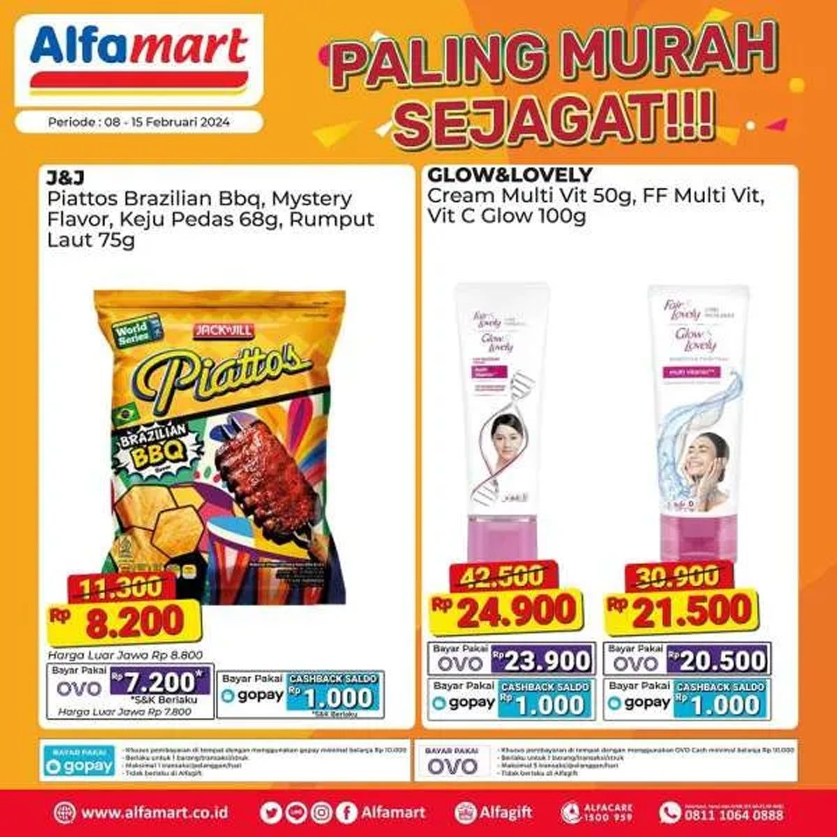  Katalog  5 produk yang dijual dalam program promo Alfamart Paling Murah Sejagat periode 8 - 15 Februari 2024./Instagram Alfamart.
