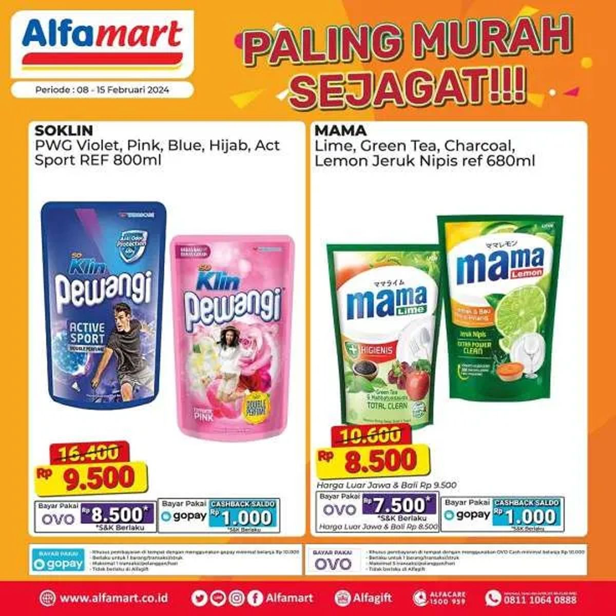  Katalog 8 produk yang dijual dalam program promo Alfamart Paling Murah Sejagat periode 8 - 15 Februari 2024./Instagram Alfamart.
