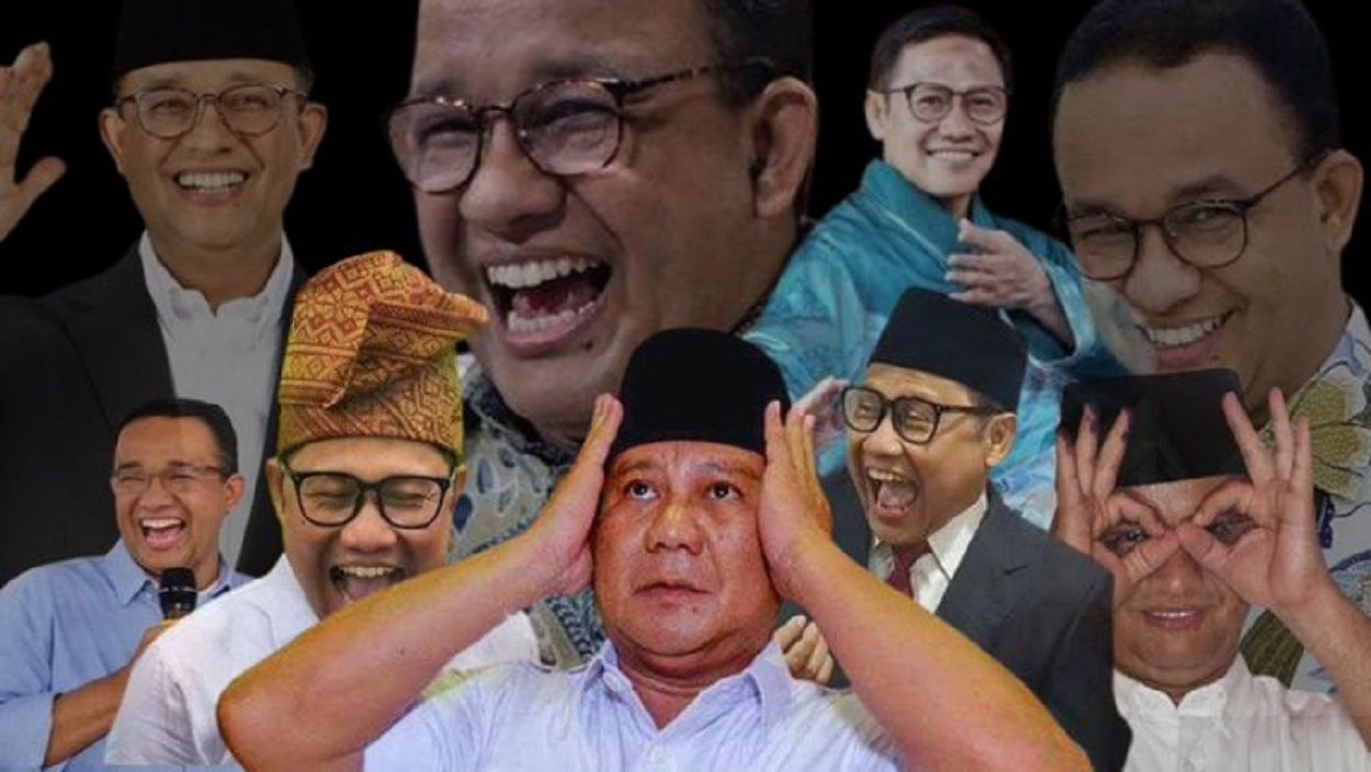 Gambar meme lucu debat Capres dan Cawapres Prabowo Subianto, Anies Baswedan dan Ganjar Pranowo viral di TikTok, Twitter, dan Facebook